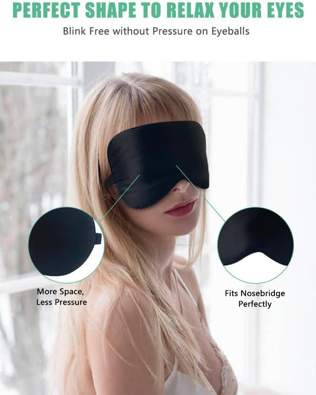 Luxury Silk Sleep Mask: Experience total darkness and ultimate comfort with our 100% pure mulberry silk eye mask, designed with an adjustable strap for a perfect fit. Ideal for reducing puffy eyes and ensuring restful sleep at home or on the go