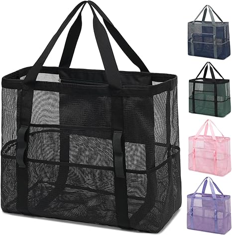 Beach Bag, Large Beach Tote with Zipper Pocket for Family Pool Bag for Toys & Vacation Essentials