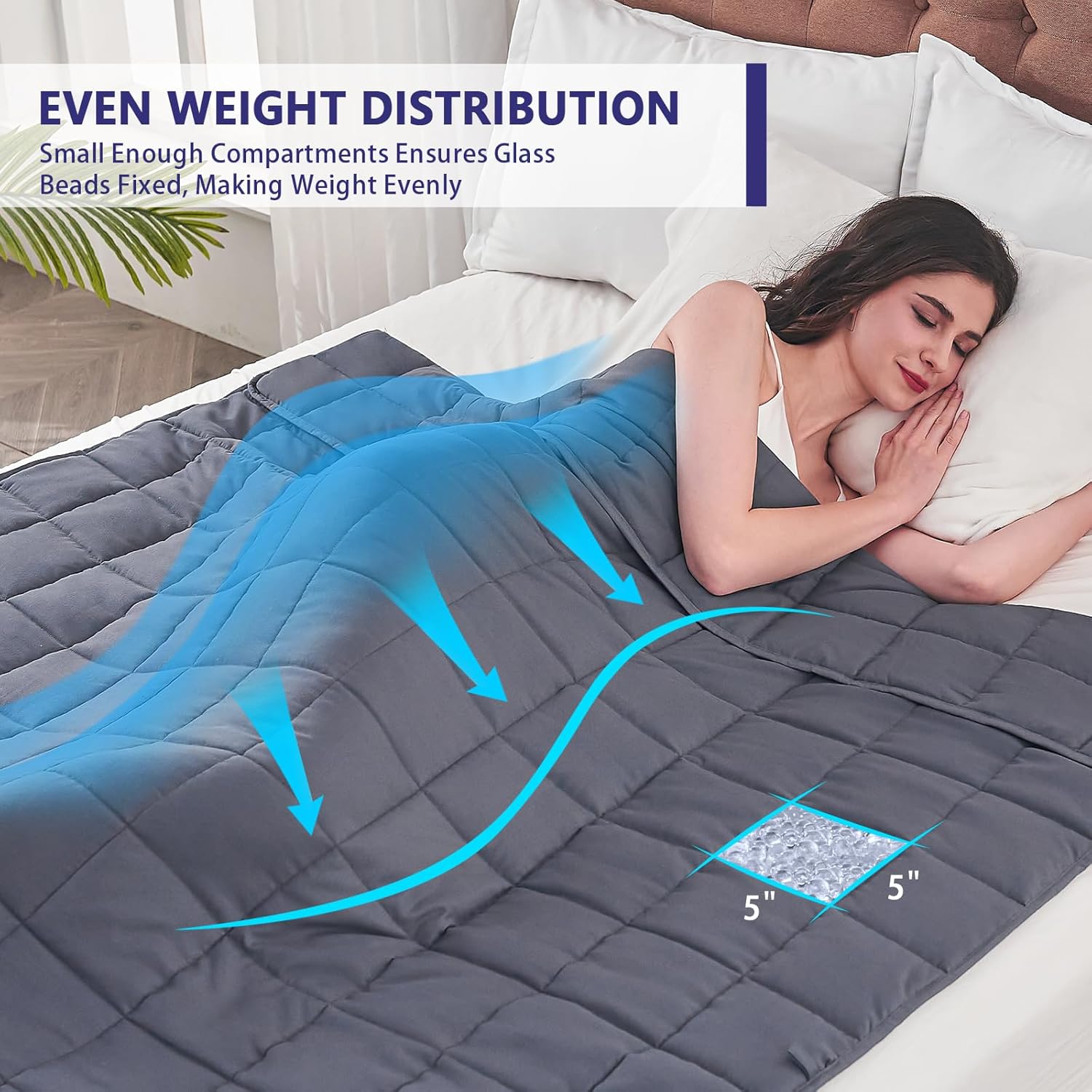 Queen Size Weighted Blanket: 20 lbs, 60" x 80", perfect for adults
