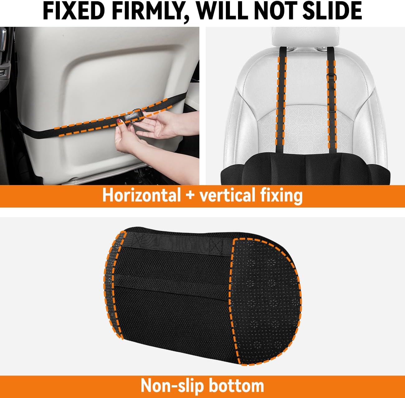 Lumbar Support Pillow for Car,Back Support for Car Seat Cushion,Adjustable Straps Securely Fixed Car Lumbar Support Pillow for Office Chair (Black)