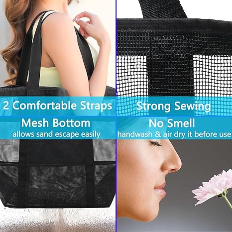 Beach Bag, Large Beach Tote with Zipper Pocket for Family Pool Bag for Toys & Vacation Essentials