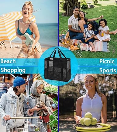 Beach Bag, Large Beach Tote with Zipper Pocket for Family Pool Bag for Toys & Vacation Essentials